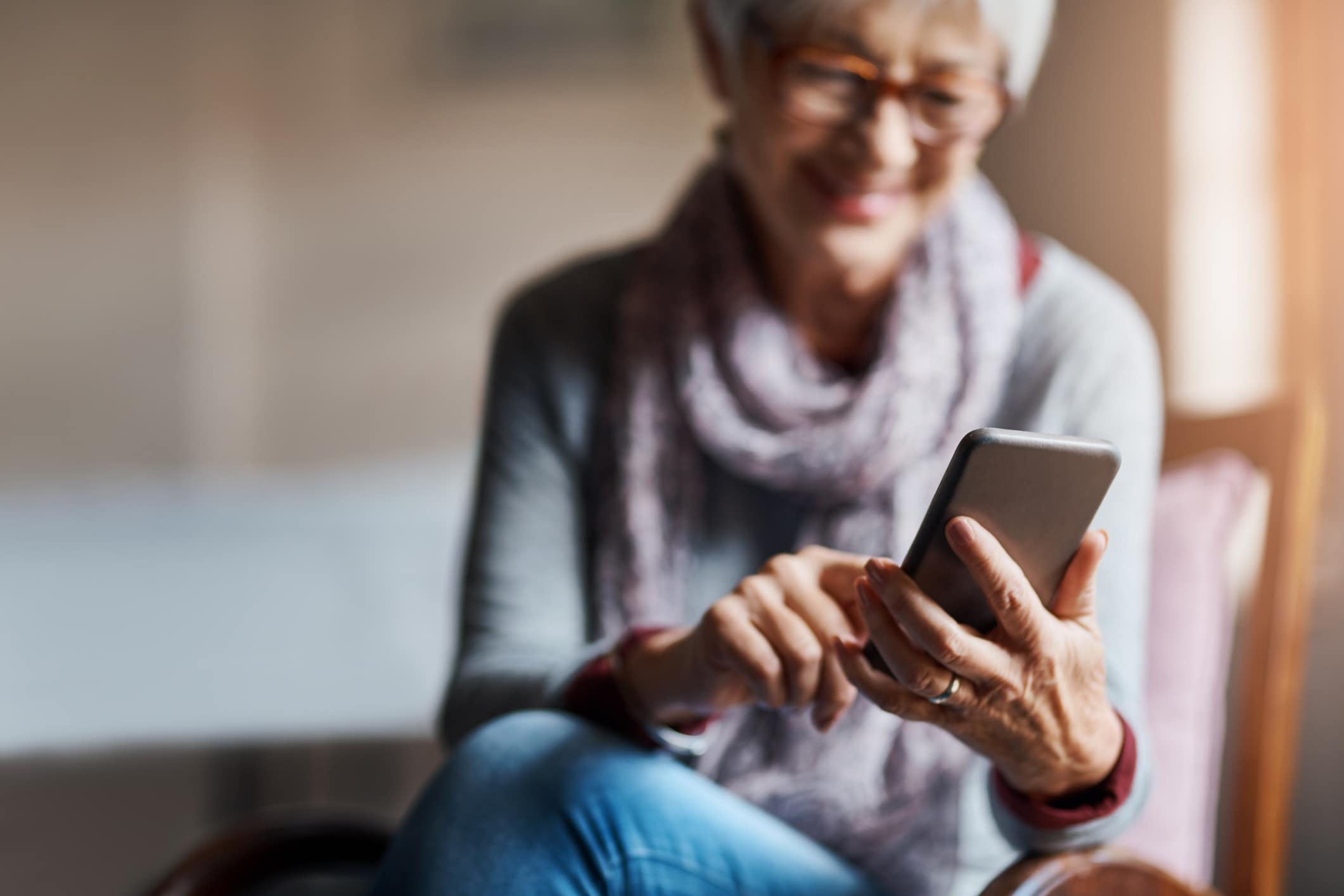 senior woman using her phone